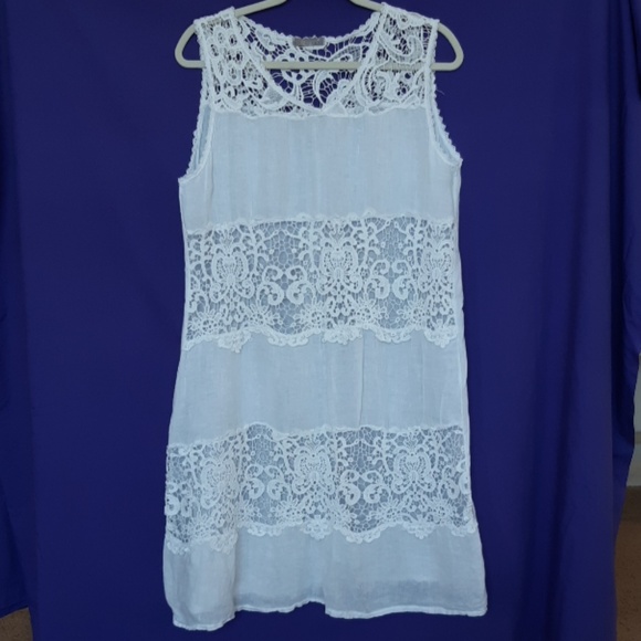 white linen beach dress